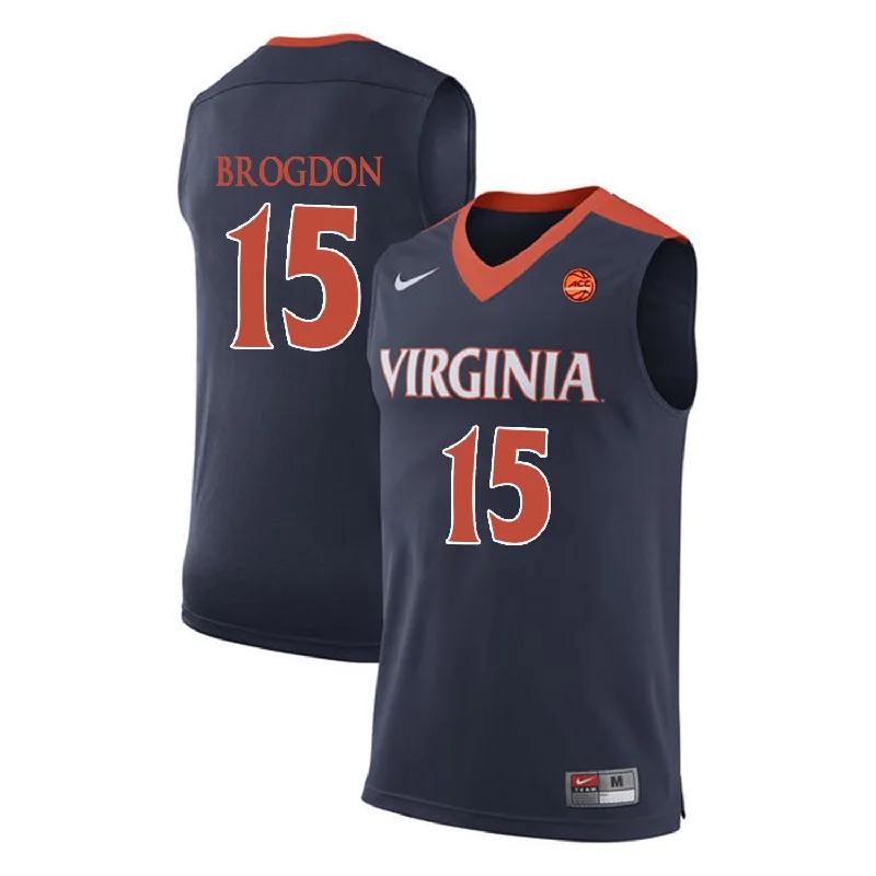 Basketball Jersey for Custom Name and Numbering-Virginia Cavaliers 15 Malcolm Brogdon Navy College Basketball Basketball Jersey