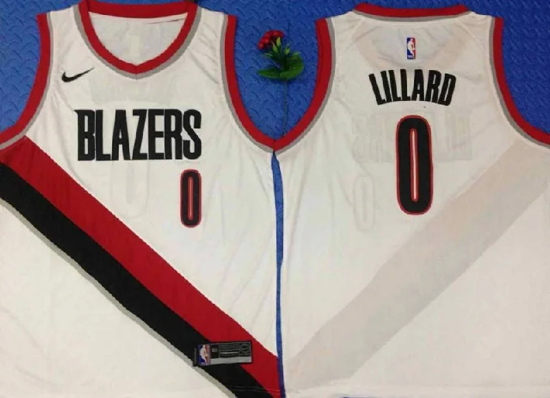 Basketball Jersey for Comfortable Game Day Apparel-Blazers 0 Damian Lillard White City Edition Swingman Basketball Jersey