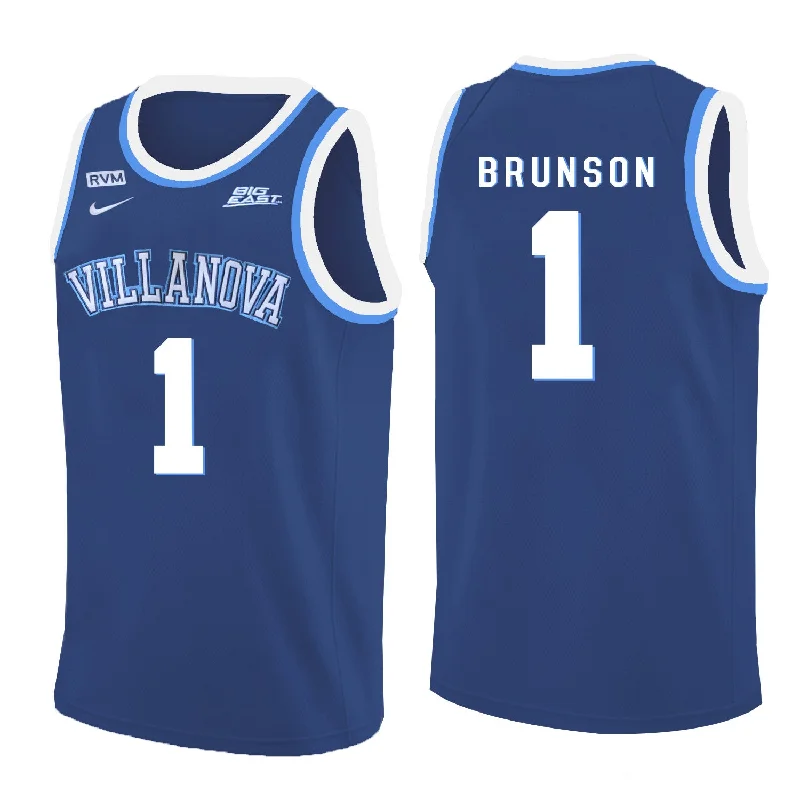 Basketball Jersey for Easy to Customize Design-Villanova Wildcats 1 Jalen Brunson Blue College Basketball Basketball Jersey