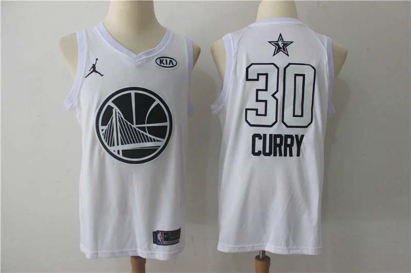 Basketball Jersey for Comfortable Fit During Games-Warriors 30 Stephen Curry White 2018 All-Star Game Swingman Basketball Jersey