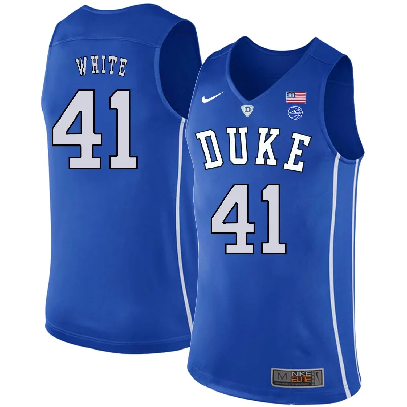 Basketball Jersey for Youth Sports Uniforms-Duke Blue Devils 41 Jack White Blue College Basketball Basketball Jersey