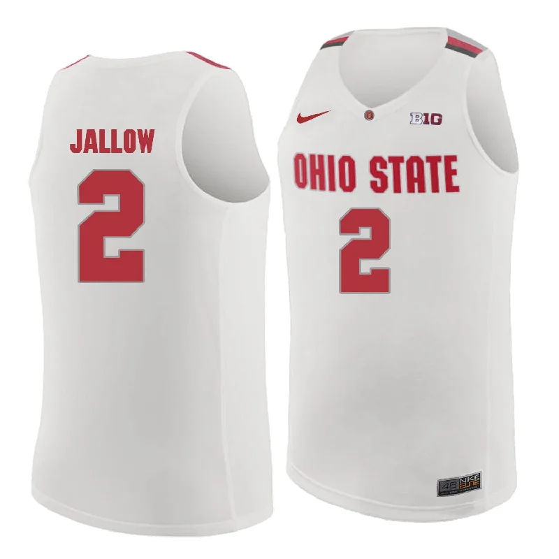 Personalized Basketball Jersey-Ohio State Buckeyes 2 Musa Jallow White College Basketball Basketball Jersey