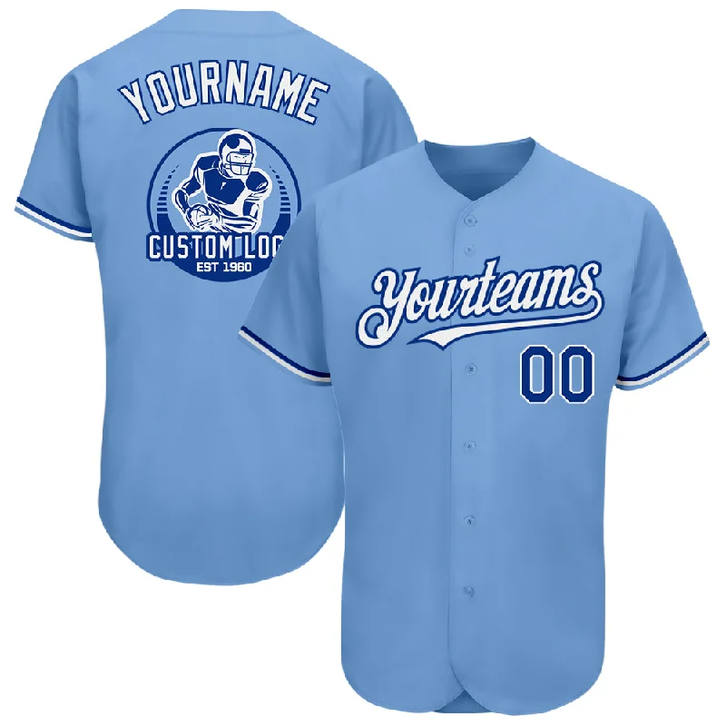 Baseball Jersey for Baseball Fan Apparel-Custom Light Blue Royal-White Authentic Baseball Jersey