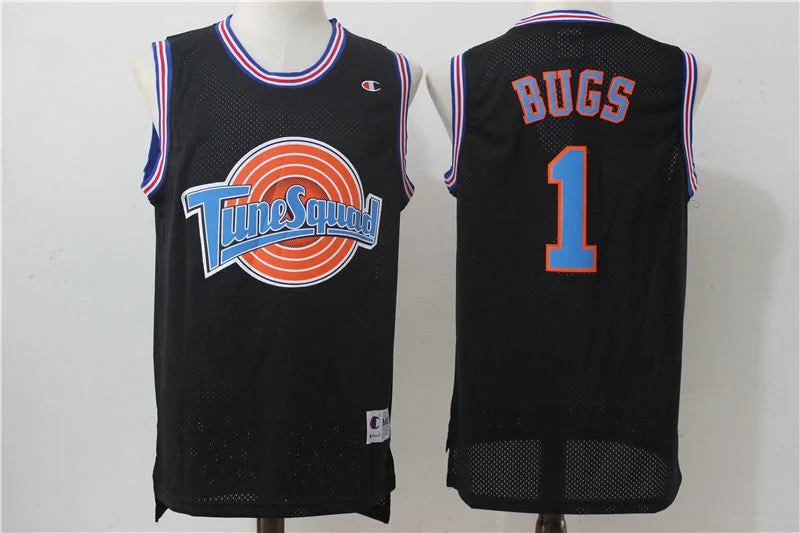 Basketball Jersey for Softball and Basketball Hybrid-Tune Squad 1 "Bugs" Black Stitched Movie Basketball Jersey