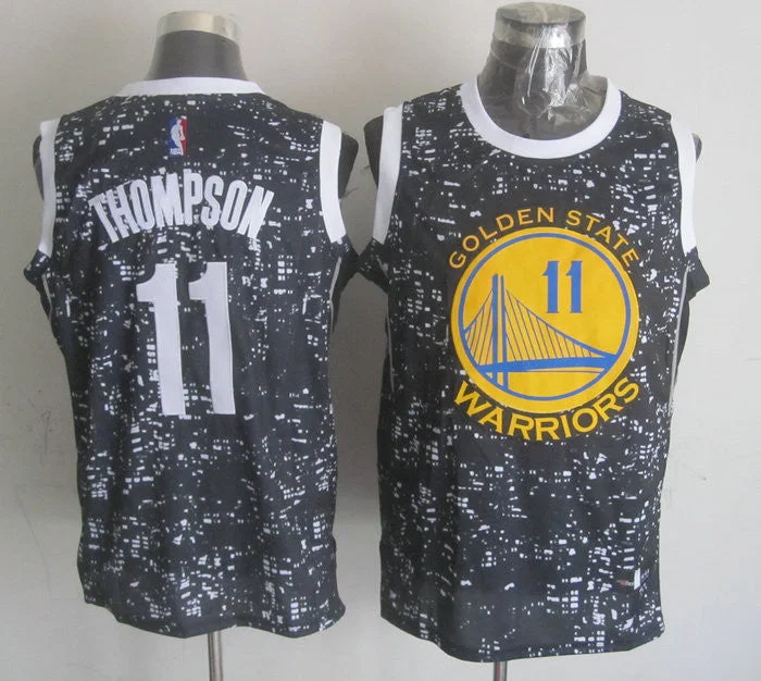 Basketball Jersey for Authentic Player Look-Warriors 11 Klay Thompson Black City Luminous Basketball Jersey