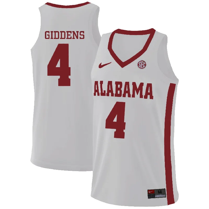 Basketball Jersey for Personalized Fan Gear-Alabama Crimson Tide 4 Daniel Giddens White College Basketball Basketball Jersey