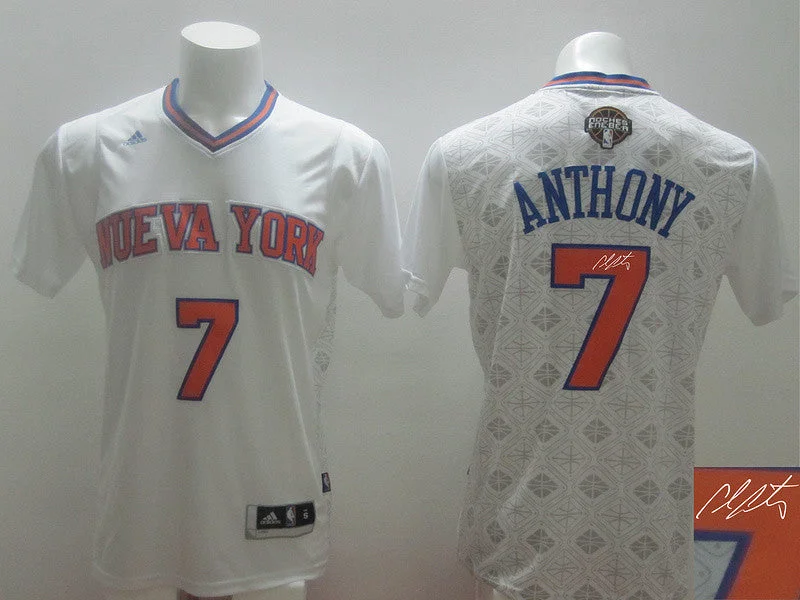 Basketball Jersey for Kids and Adults Basketball Teams-Knicks 7 Anthony White 2014 Latin Nights Signature Edition Basketball Jerseys