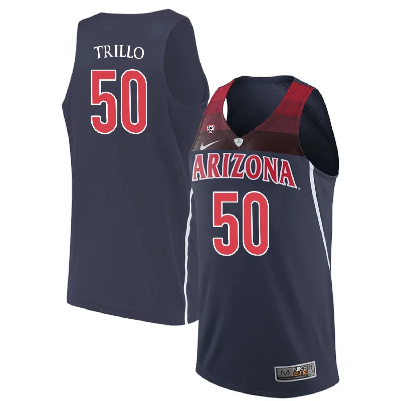 Basketball Jersey for Comfortable and Functional Design-Arizona Wildcats 50 Tyler Trillo Navy College Basketball Basketball Jersey