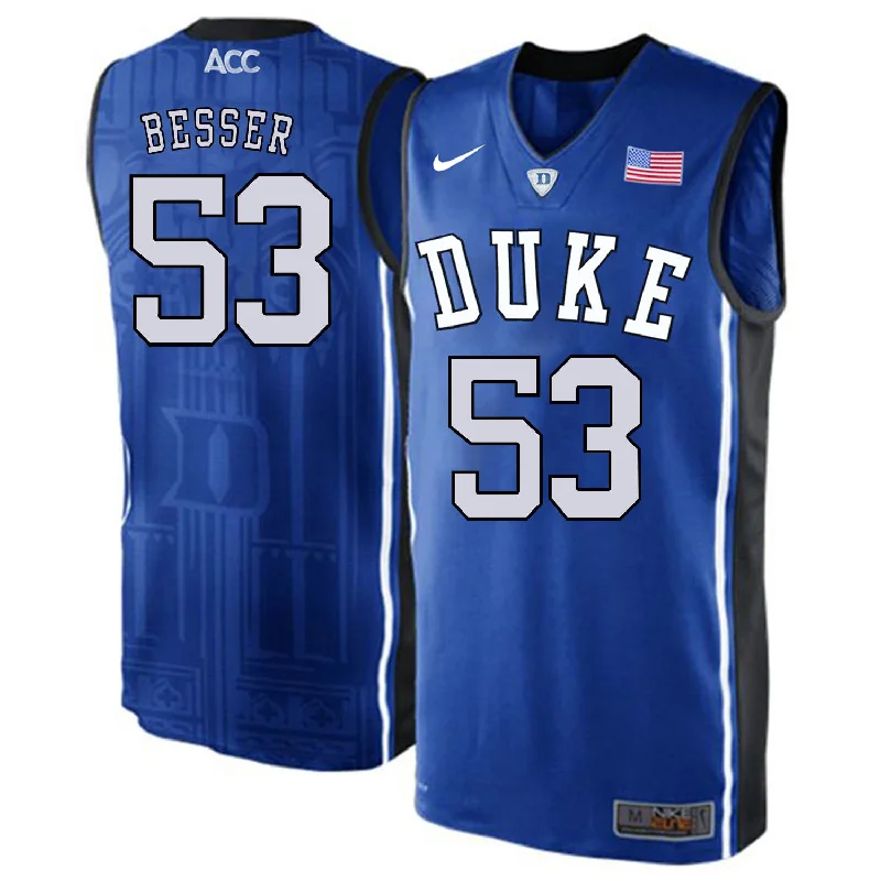 Basketball Jersey for Premium Fabric-Duke Blue Devils 53 Brennan Besser Blue Elite College Basketball Basketball Jersey