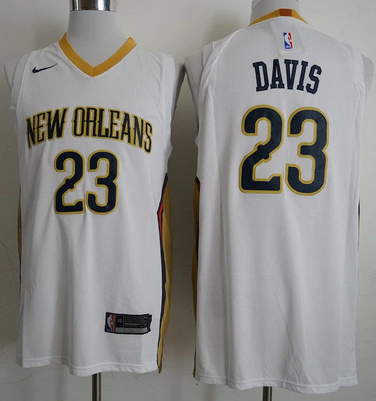 Basketball Jersey for Casual Wear and Sports Events-Pelicans 23 Anthony Davis White Authentic Basketball Jersey