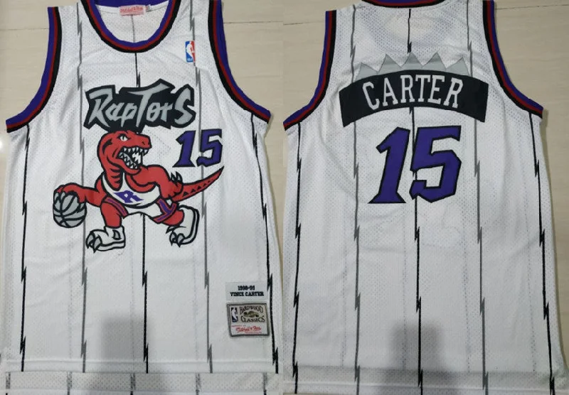 Basketball Jersey for Youth Sports Teams and Leagues-Raptors 15 Vince Cater White 1998-99 Hardwood Classics Basketball Jersey