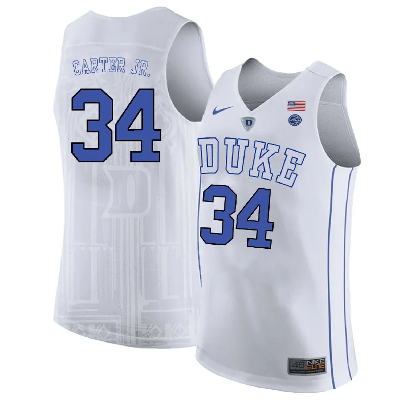 Basketball Jersey for Customizable Athletic Wear-Duke Blue Devils 34 Wendell Carter Jr. White College Basketball Basketball Jersey