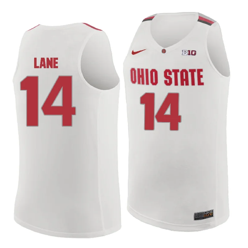 Basketball Jersey for Lightweight Game Wear-Ohio State Buckeyes 14 Joey Lane White College Basketball Basketball Jersey