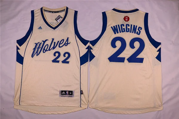 Basketball Jersey for Adjustable Size and Fit-Timberwolves 22 Andrew Wiggins Cream 2015-16 Christmas Day Swingman Basketball Jersey