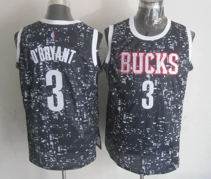 Basketball Jersey for Soft Cotton Material-Bucks 3 Johny O'Bryant Black City Luminous Basketball Jersey