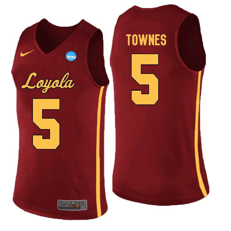 Basketball Jersey for Team Customization-Loyola (Chi) Ramblers 5 Marques Townes Red College Basketball Basketball Jersey