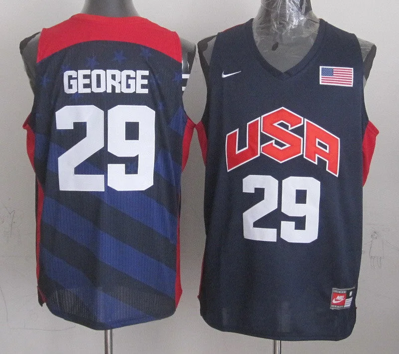 Basketball Jersey for Retro Design-USA 29 George Blue 2012 Basketball Jerseys