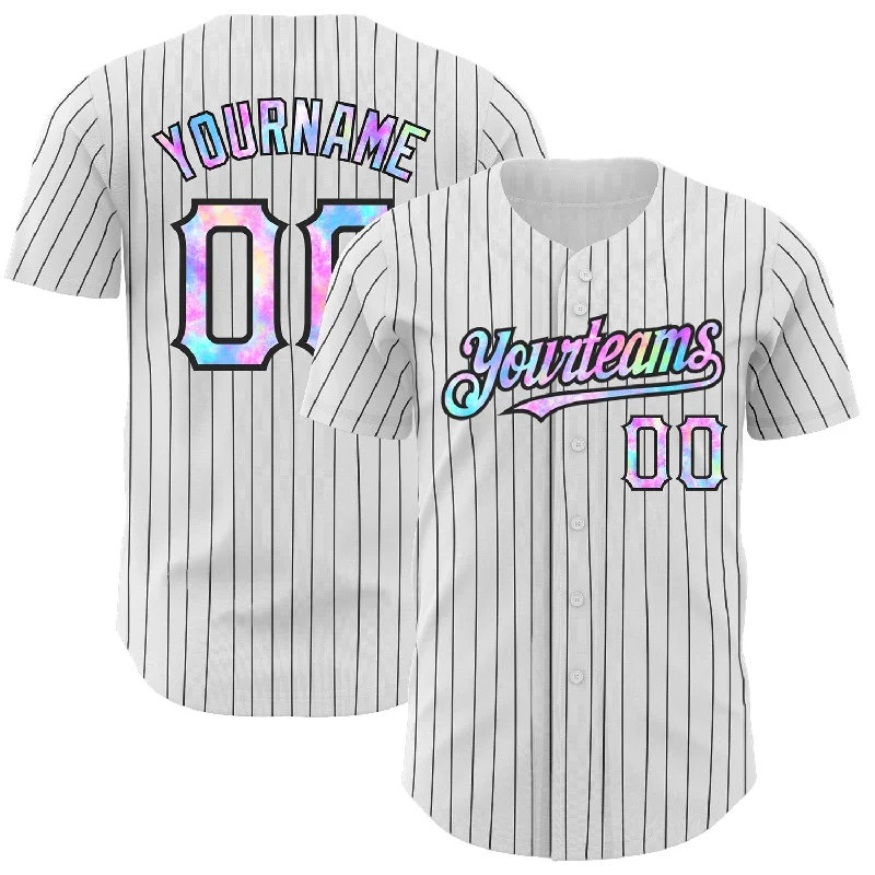 Baseball Jersey for Sports Event Fans-Custom White Black Pinstripe Tie Dye Authentic Baseball Jersey