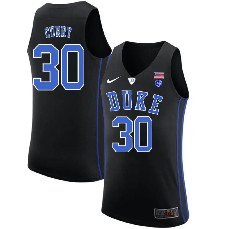 Basketball Jersey for Comfortable Fit During Games-Duke Blue Devils 30 Seth Curry Black College Basketball Basketball Jersey