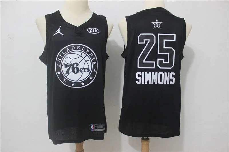 Basketball Jersey for Custom Player Names-76ers 25 Ben Simmons Black 2018 All-Star Game Swingman Basketball Jersey