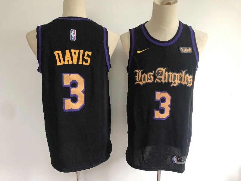 Basketball Jersey for Kids’ Basketball Events-Lakers 3 Anthony Davis Black Swingman Basketball Jersey