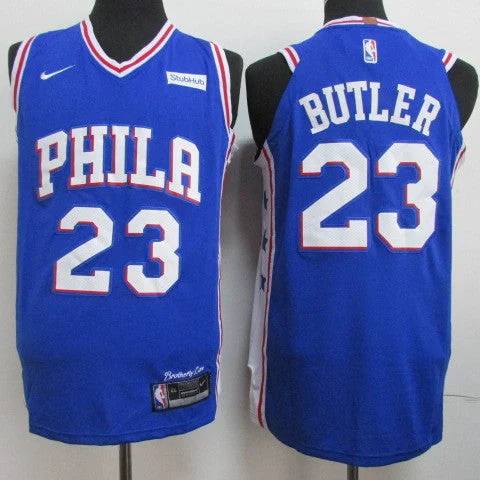 Basketball Jersey for School Basketball Uniforms-76ers 23 Jimmy Butler Blue Authentic Basketball Jersey