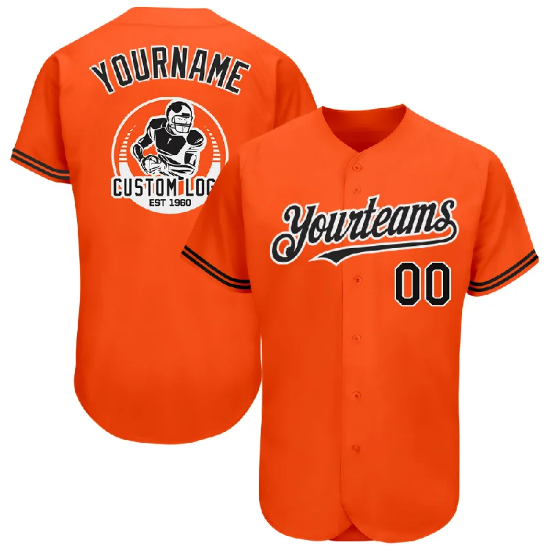 Baseball Jersey for Baseball Collection Apparel-Custom Orange Black-White Authentic Baseball Jersey