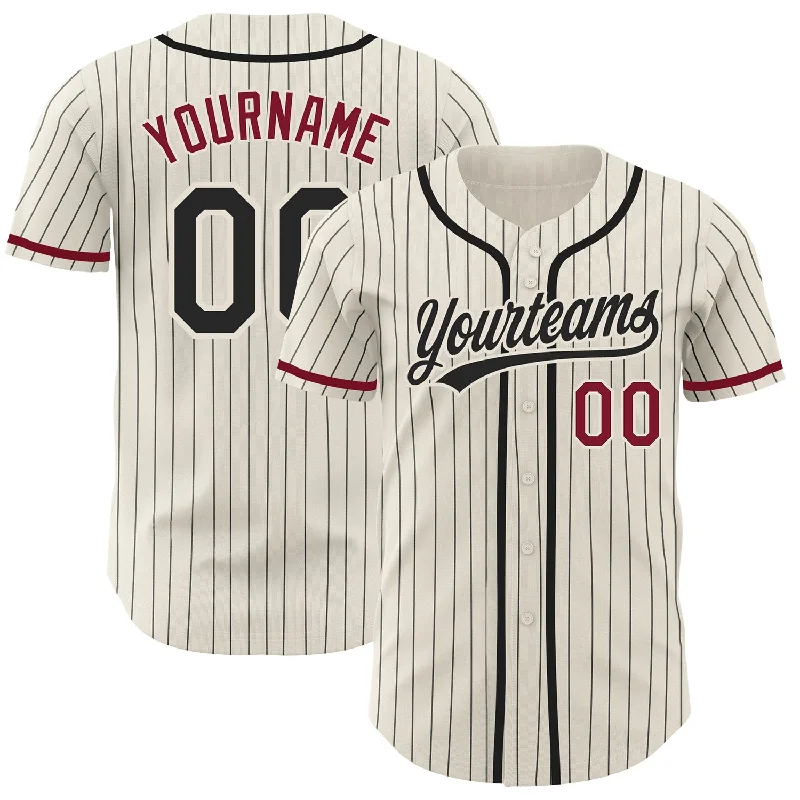 Baseball Jersey for Classic Team Jersey Look-Custom Cream Black Pinstripe Crimson Authentic Baseball Jersey