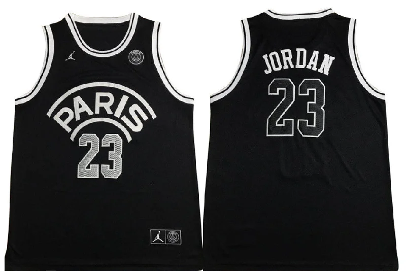 Basketball Jersey for Authentic Player Look-Paris Saint-Germain 23 Michael Jordan Black Jordan Fashion Basketball Jersey