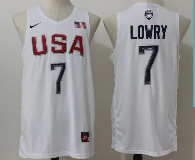 Basketball Jersey for Youth Team Spirit Apparel-USA 7 Kyle Lowry White 2016 Olympics Dream Team Basketball Basketball Jersey