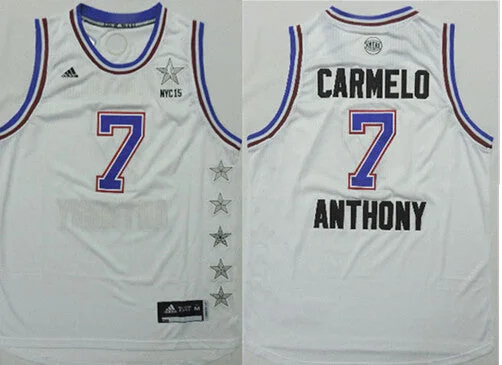 Basketball Jersey for Casual Game Day Apparel-2015 All Star NYC Eastern Conference 7 Carmelo Anthony White Basketball Jerseys