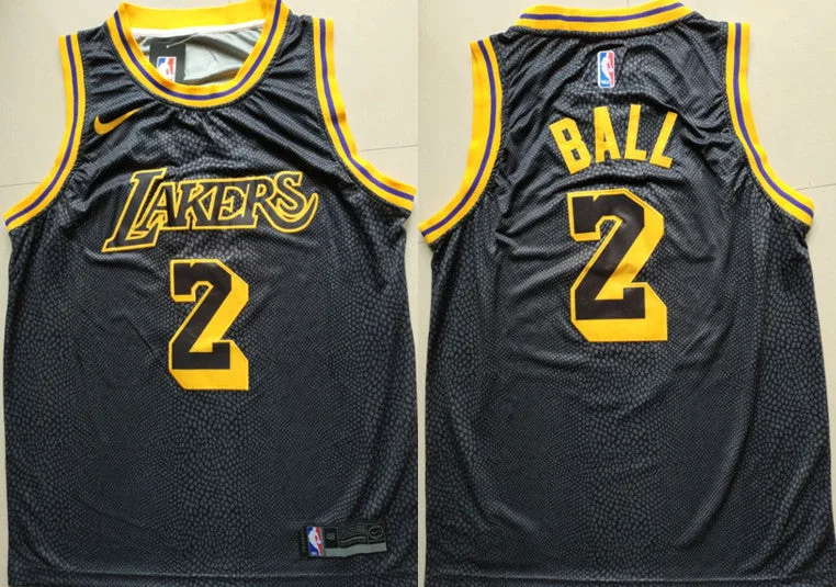 Basketball Jersey for Comfortable Fit for Players-Lakers 2 Lonzo Ball Black 2018-19 City Edition Swingman Basketball Jersey