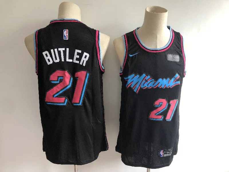 Basketball Jersey for High-School and College Players-Heat 21 Jimmy Butler Black City Edition Swingman Basketball Jersey