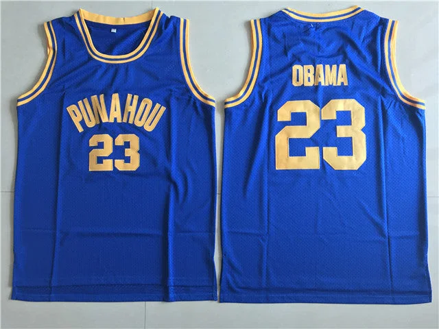 Custom Basketball Jersey for Players-Punahou 23 Obama Blue Basketball College Basketball Jersey