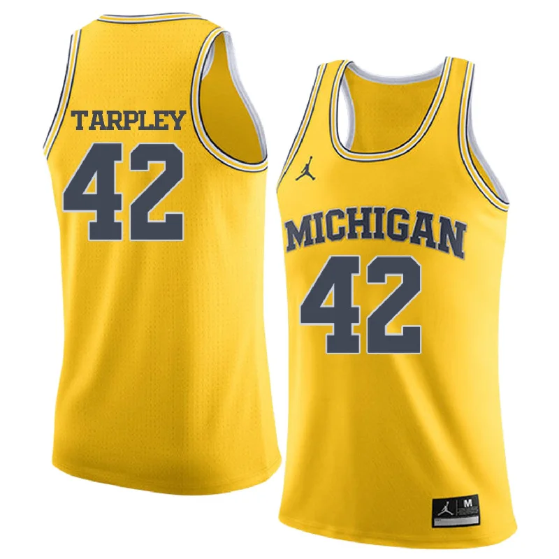 Basketball Jersey for Professional Player Performance-University of Michigan 42 Roy TARPLEY Yellow College Basketball Basketball Jersey