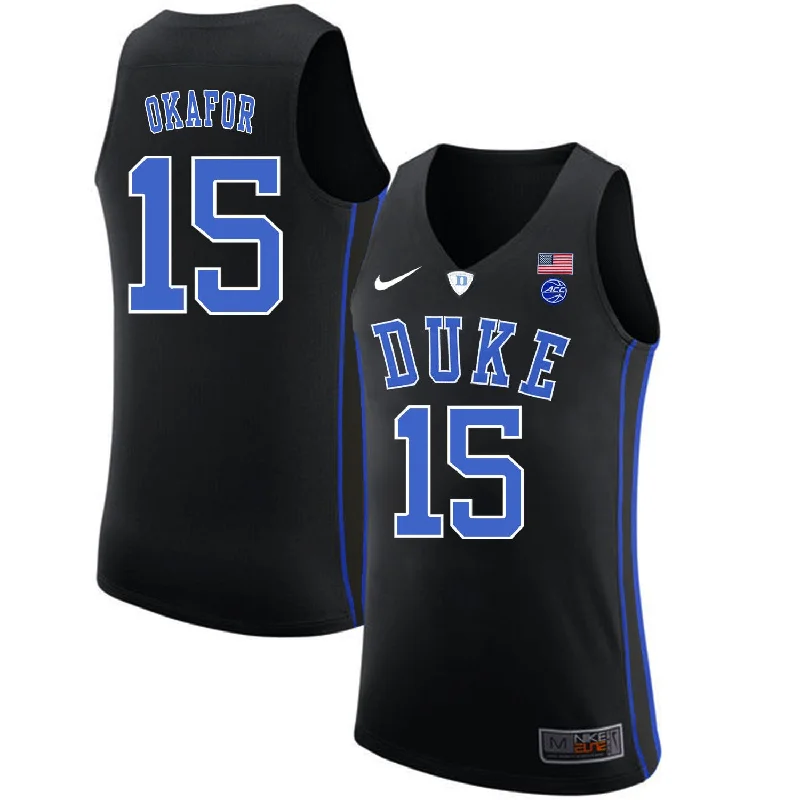 Basketball Jersey for High-School and College Players-Duke Blue Devils 15 Jahlil Okafor Black College Basketball Basketball Jersey