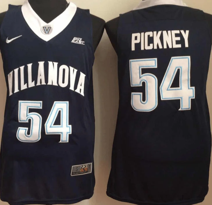 Basketball Jersey for Breathable and Comfortable Wear-Villanova Wildcats 54 Ed Pinckney Navy College Basketball Basketball Jersey