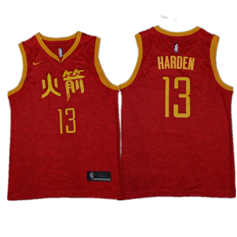 Basketball Jersey for Comfortable, Breathable Design-Rockets 13 James Harden Red 2018-19 City Edition Swingman Basketball Jersey