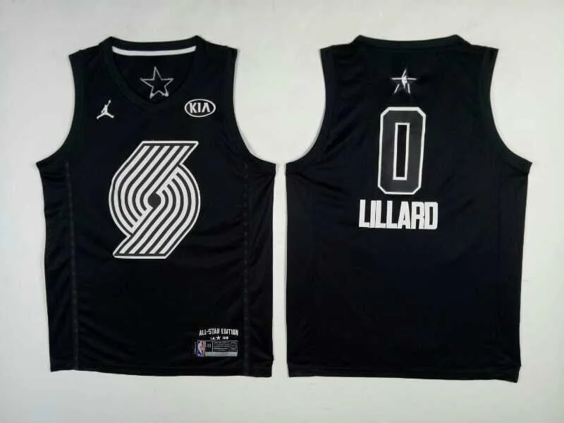 Basketball Jersey for Professional-Level Fit-Blazers 0 Damian Lillard Black 2018 All-Star Game Jordan Brand Authentic Basketball Jersey