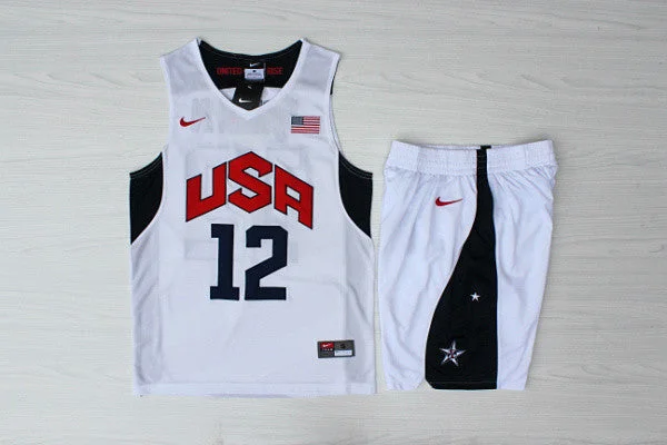 Basketball Jersey for Premium Fabric-USA 12 Harden White 2012 Dream Team Basketball Jersey(With Short)