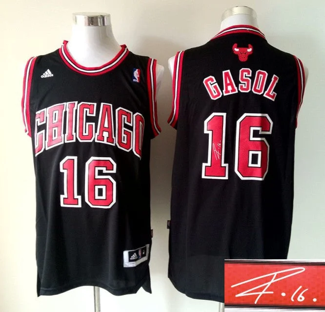 Basketball Jersey for Custom Basketball Fan Gear-Bulls 16 Gasol Black Signature Edition Basketball Jerseys