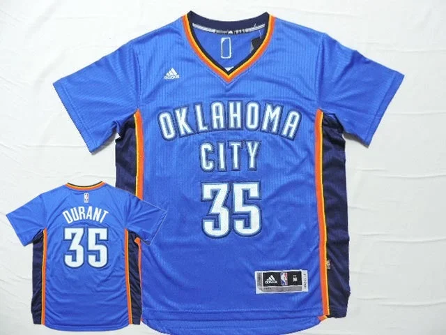 Basketball Jersey for Youth-Thunder 35 Durant Blue 2014-15 New Revolution 30 Short Sleeve Basketball Jersey