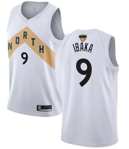 Basketball Jersey for Game Day Wear-Raptors 9 Serge Ibaka White 2019 Finals City Edition Swingman Basketball Jersey