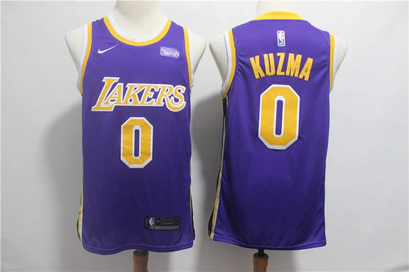 Basketball Jersey for Men-Lakers 0 Kyle Kuzma Purple 2018-19 Swingman Basketball Jersey