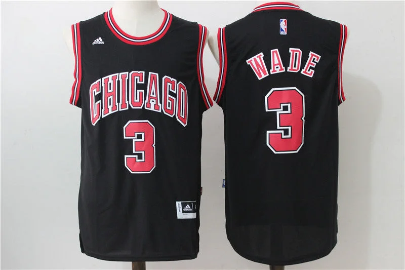 Basketball Jersey for High-Quality Youth League Apparel-Bulls 3 Dwyane Wade Black Swingman Basketball Jersey