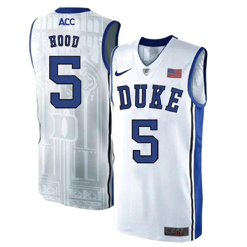 Basketball Jersey for Performance Fit-Duke Blue Devils 5 Rodney Hood White Elite College Basketball Basketball Jersey