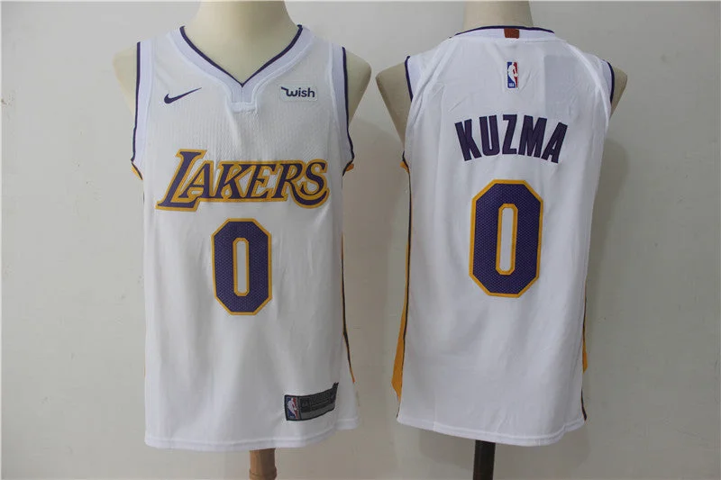 Basketball Jersey for Kids and Adults-Lakers 0 Kyle Kuzma White Authentic Basketball Jersey