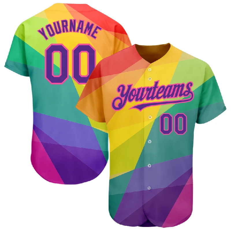 Baseball Jersey for Authentic Team Spirit-Custom Rainbow For Pride Month Love Is Love LGBT 3D Authentic Baseball Jersey