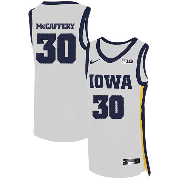 Basketball Jersey for Professional Sports Apparel-Iowa Hawkeyes 30 Connor McCaffery White Basketball College Basketball Jersey