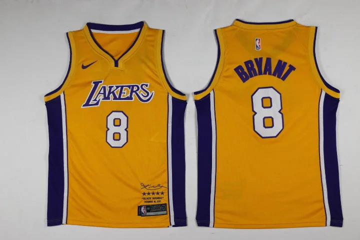 Basketball Jersey for Custom Team Branding-Lakers 8 kobe Bryant Yellow Black Mamba Swingman Basketball Jersey